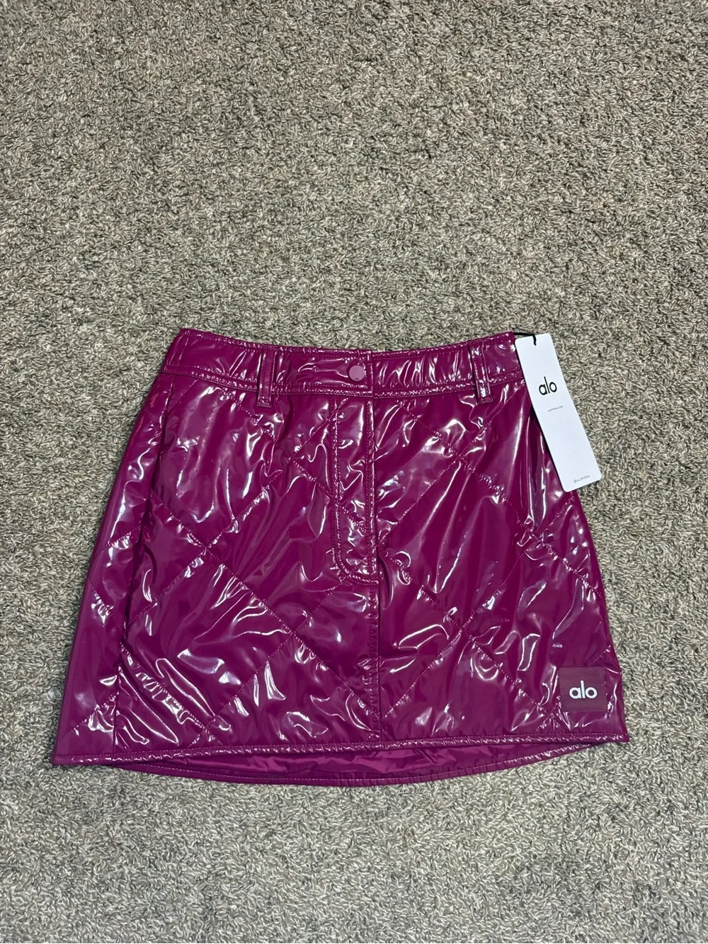 ALO Yoga Glossy Magenta Quilted Mini Skirt